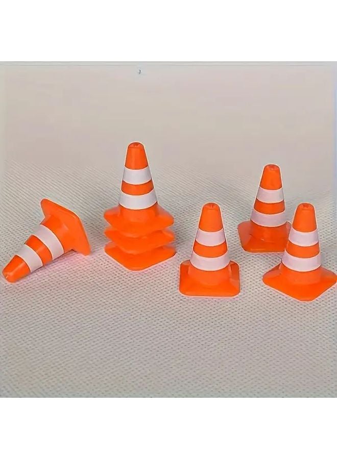 10Pcs Mini Traffic Signs And Barrier Cones Realistic Road Scene Models - Image 3